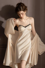 Silk robes and silk loungewear for women, lightweight luxury pieces designed for elegant coverage and comfort. Soft, flowing silhouettes create a private sanctuary at home, perfect for unwinding, relaxation, and refined nighttime rituals.