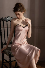 Silk long slips for women, flowing and elongated silhouettes designed for timeless elegance and comfort. Lightweight and softly draped, they create a calm, refined atmosphere for rest and relaxation.