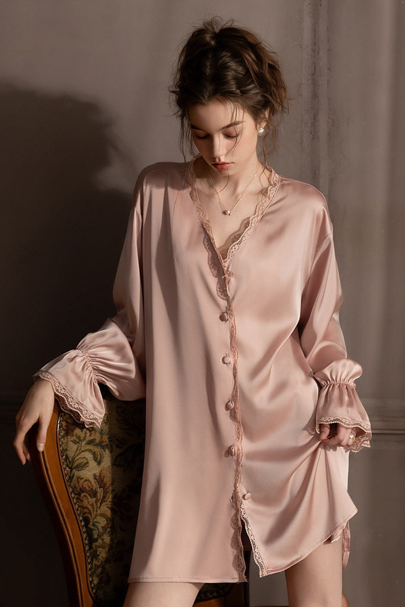 Pink Silk Lace Nightshirt
