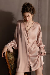Pink Silk Lace Nightshirt