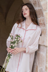 Red Piping Silk Shirt Nightdress