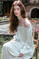 Silk Balloon Sleeve Button-Down Nightwear