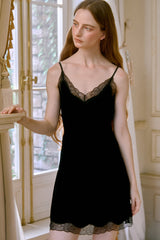 Lace-Trimmed Silk Cami Slip Dress