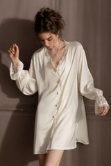 White Silk Lace Nightshirt