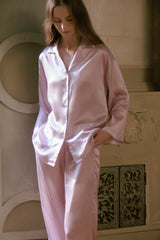 Jeweled Button Floral Silk Sleepwear