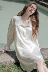 Floral Silk Peter Pan Collar Nightdress