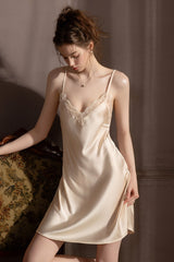 Gold Backless Silk Slip Nightdress