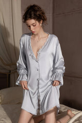 Blue Silk Lace Nightshirt
