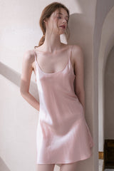 Pink Silk Spaghetti Strap Nightdress