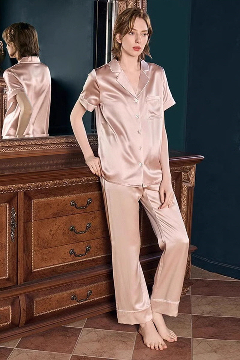 Pure Silk Half-Sleeve Lounge Set