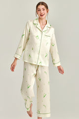 Lily of the Valley Printed Silk Pajama Set