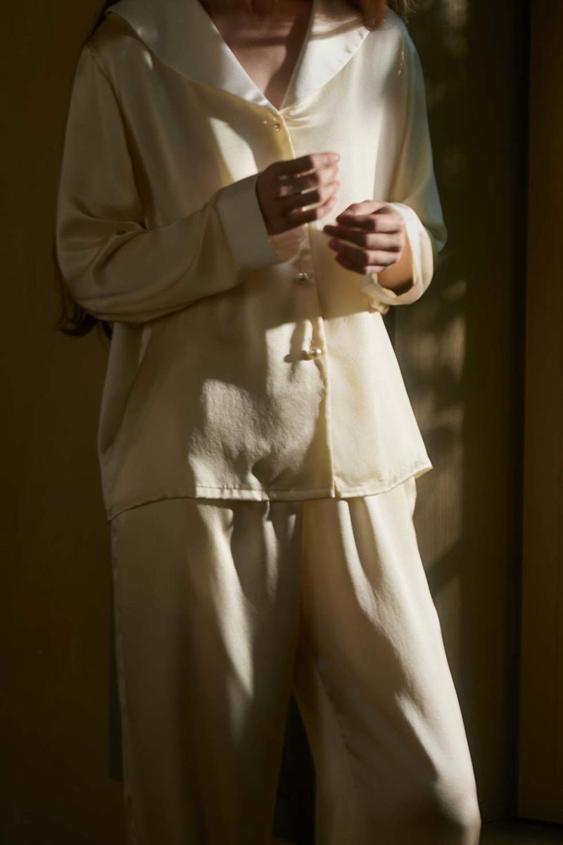 Sailor Collar Silk Pajama Set
