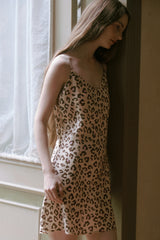 Leopard Print Silk Mini Slip Dress