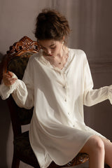 White Silk Lace Nightshirt