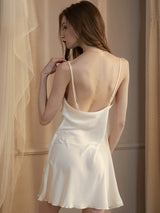 White Fluid Cowl Silk Slip & Robe Set