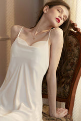 White Fluid Cowl Silk Slip & Robe Set