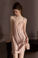 Pink Backless Silk Slip Nightdress