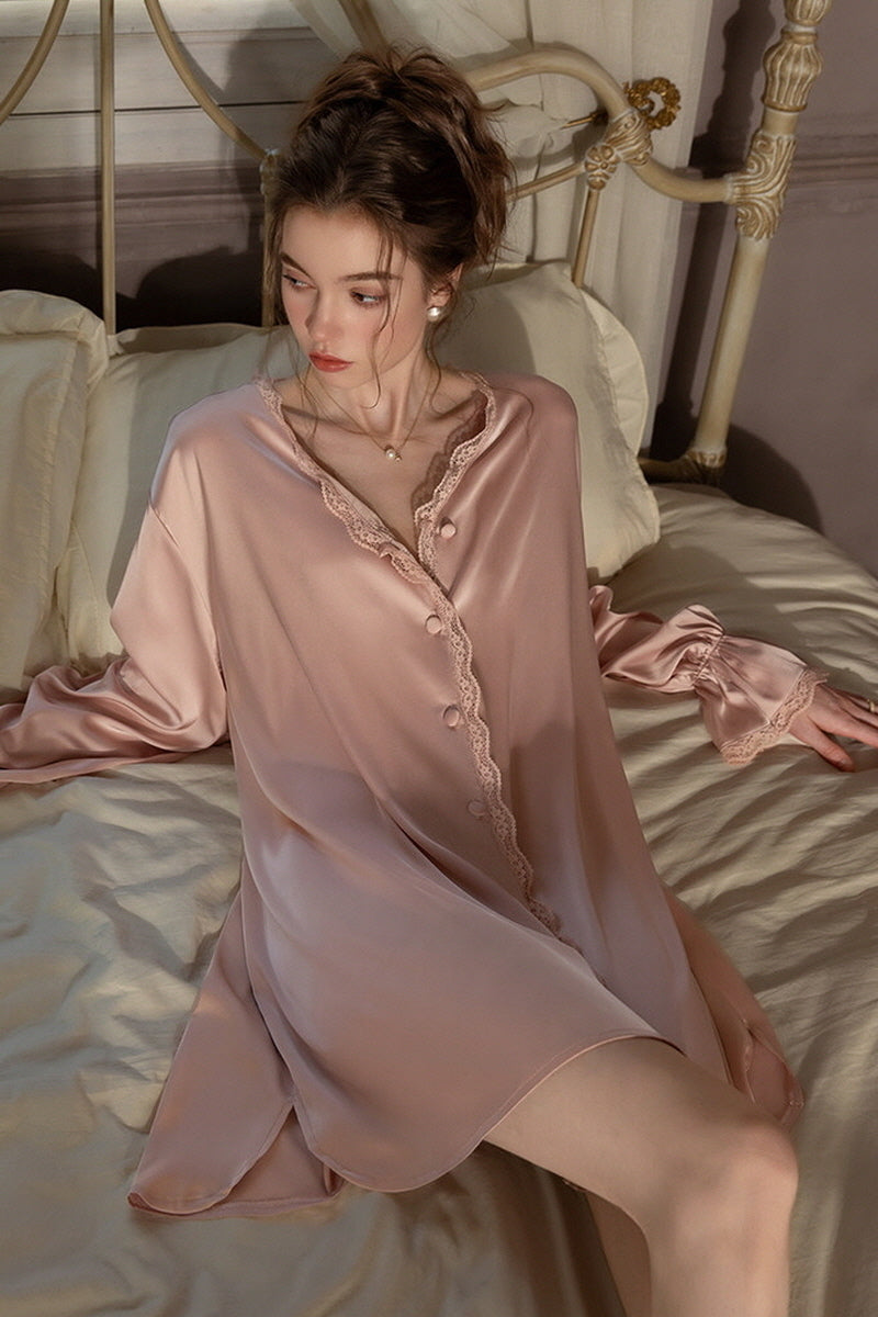 Pink Silk Lace Nightshirt