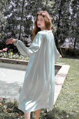 Silk Balloon Sleeve Button-Down Nightwear