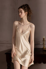 Gold Backless Silk Slip Nightdress