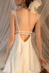 White Angelic Embroidery Silk Slip & Robe Set