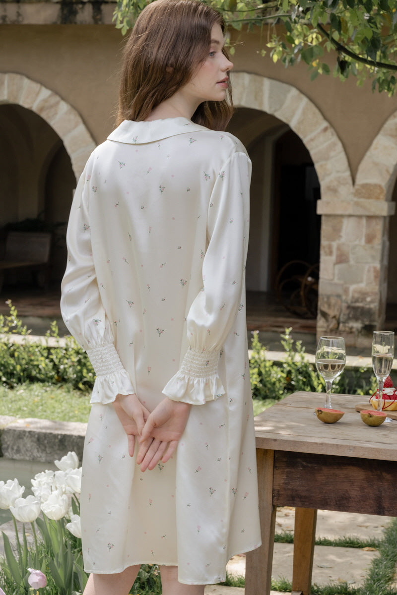 Floral Silk Peter Pan Collar Nightdress