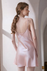 Pink Silk Spaghetti Strap Nightdress