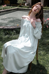 Silk Balloon Sleeve Button-Down Nightwear