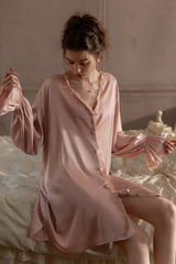 Pink Silk Lace Nightshirt