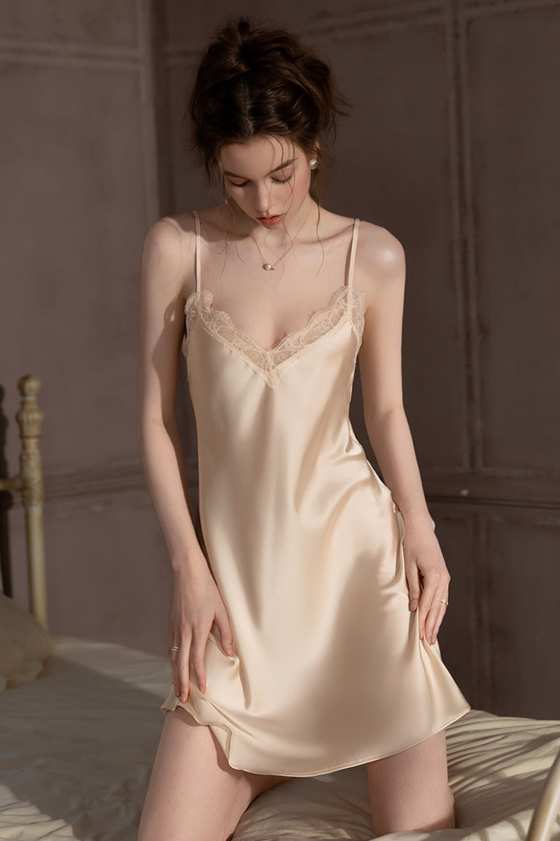 Gold Backless Silk Slip Nightdress