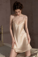 Gold Backless Silk Slip Nightdress