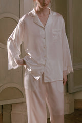 Pearl Button Silk Satin Sleepwear