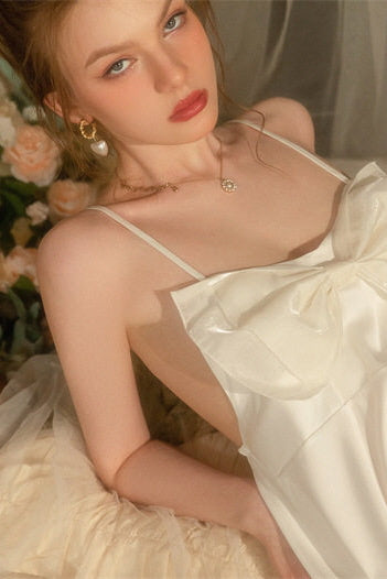 White Grande Organza Ribbon Silk Slip