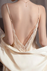 Champagne Backless Silk Slip & Robe set