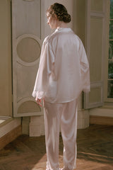 Pearl Button Silk Satin Sleepwear