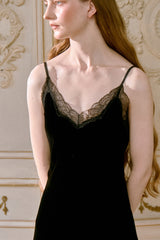 Lace-Trimmed Silk Cami Slip Dress
