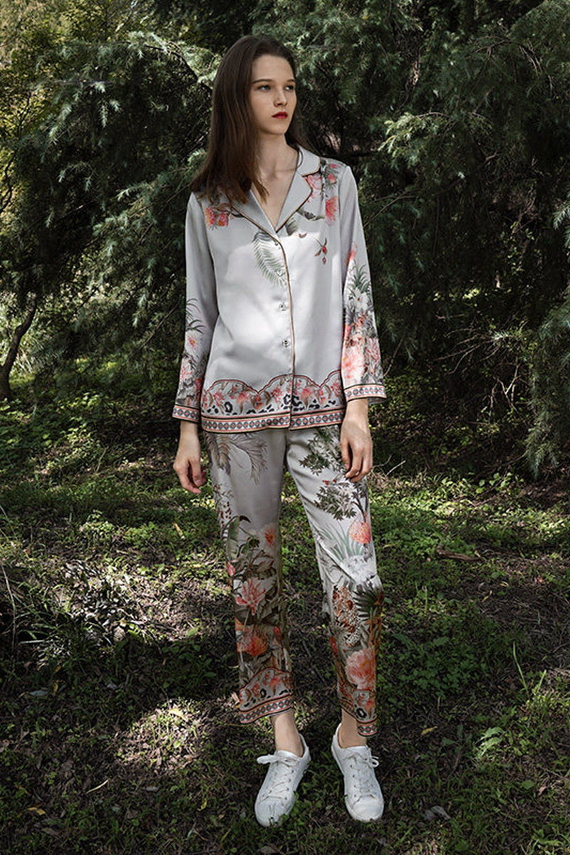 Exotic Botanical Silk Pajama Set