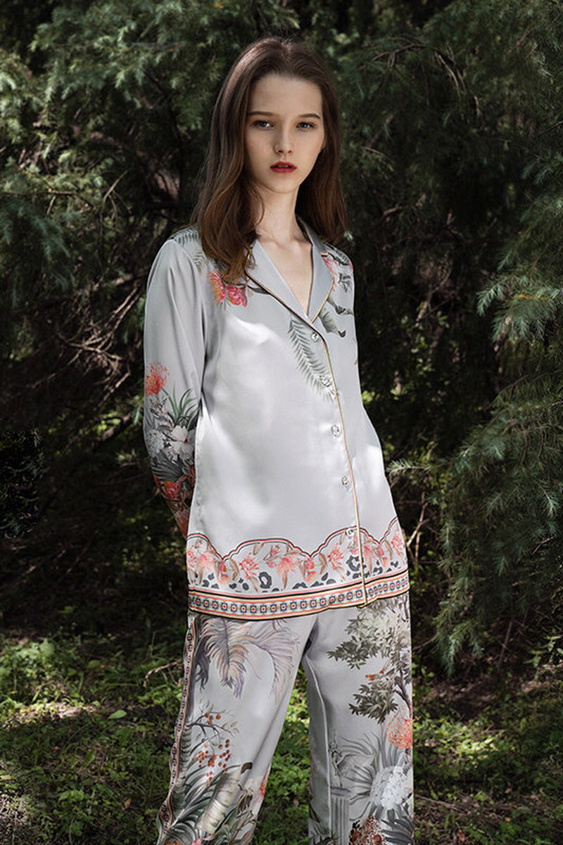 Exotic Botanical Silk Pajama Set