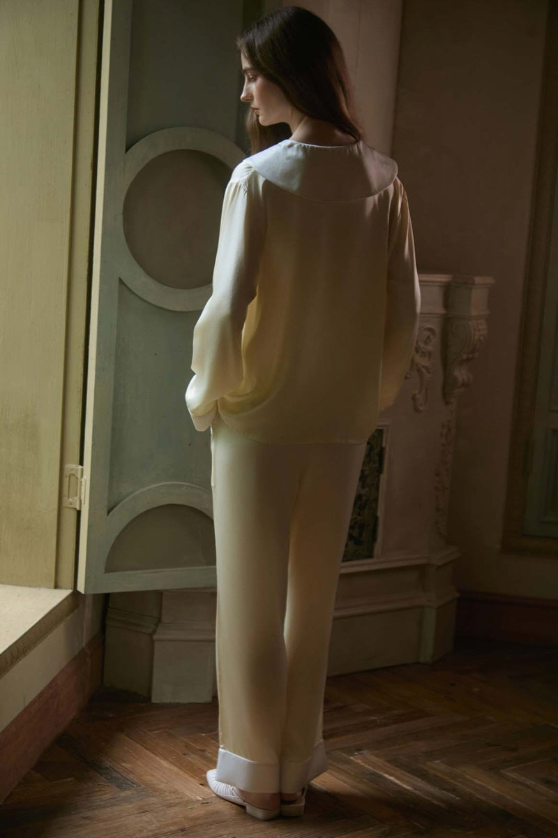 Sailor Collar Silk Pajama Set