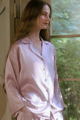 Jeweled Button Floral Silk Sleepwear