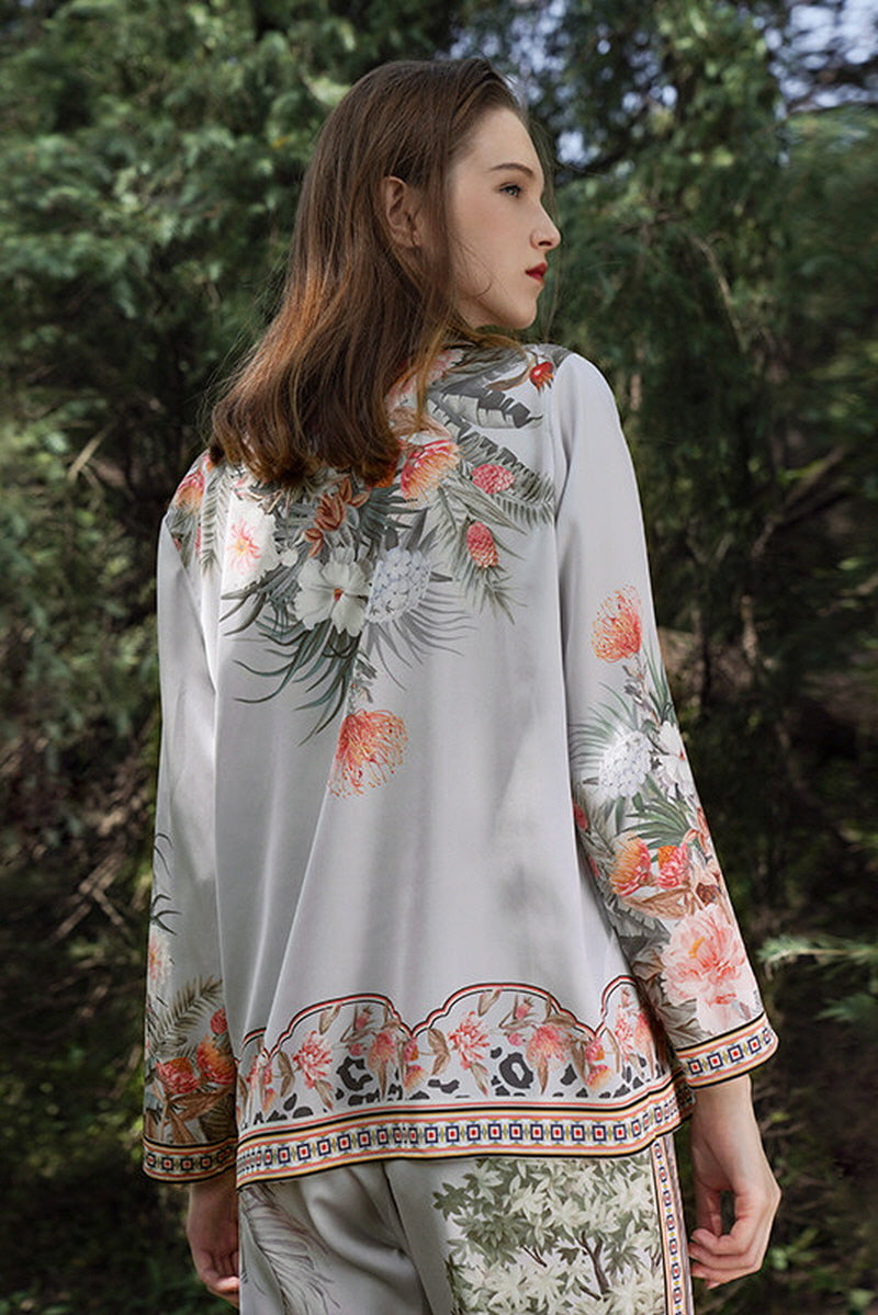 Exotic Botanical Silk Pajama Set