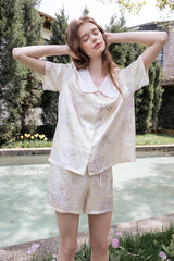 Silk Angel Print Short Pajama Set