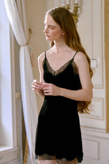 Lace-Trimmed Silk Cami Slip Dress