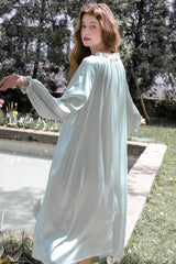 Silk Balloon Sleeve Button-Down Nightwear