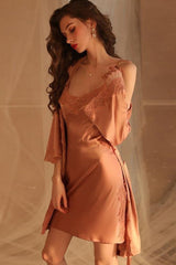 Pink Midnight Cross Lace Silk Slip