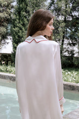Red Piping Silk Shirt Nightdress