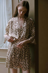 Leopard Print Silk Mini Slip Dress