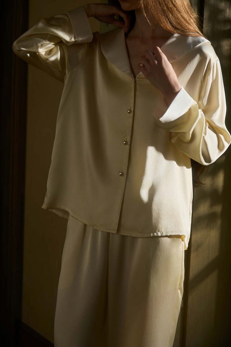Sailor Collar Silk Pajama Set