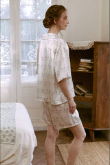 Short Sleeve Poodle Silk Pajama Set