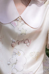 Silk Angel Print Short Pajama Set